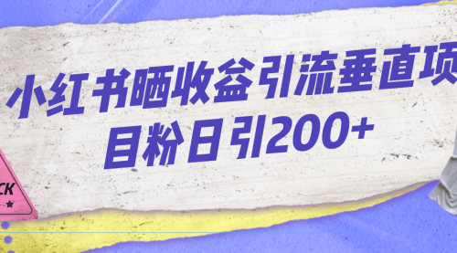 【副业项目7194期】小红书晒收益图引流垂直项目粉日引200+-天下副业