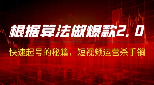 【副业项目7210期】《根据-算法做爆款 2.0》快速起号的秘籍-天下副业