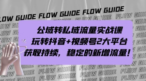 【副业项目7222期】公域转私域流量实战课，玩转抖音+视频号2大平台，获取持续，稳定的新增流量-天下副业