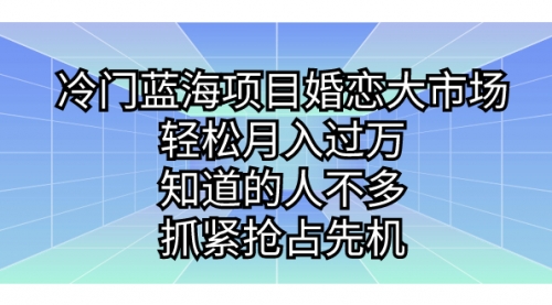 【副业项目7246期】冷门蓝海项目婚恋大市场，轻松月入过万-天下副业