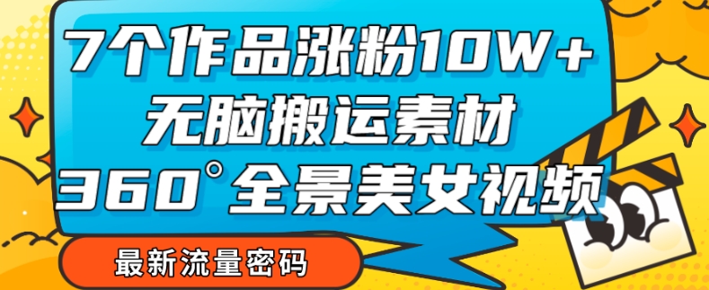 【副业项目7945期】7个作品涨粉10W+，无脑搬运素材，全景美女视频爆款玩法分享【揭秘】-天下副业