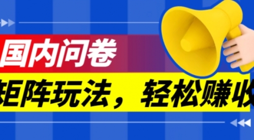 【副业项目7605期】保姆级教程，国内问卷矩阵玩法，轻松赚收益-天下副业