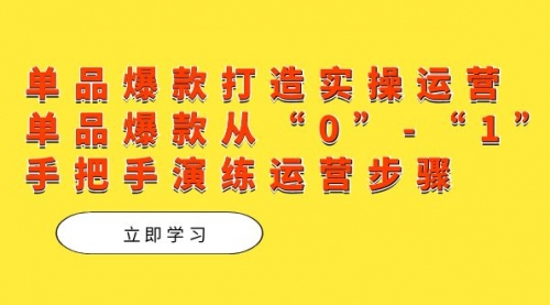 【副业项目7711期】单品爆款打造实操运营，单品爆款从“0”-“1”手把手演练运营步骤-天下副业