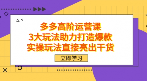 【副业项目7758期】拼多多高阶·运营课，3大玩法助力打造爆款，实操玩法直接亮出干货-天下副业