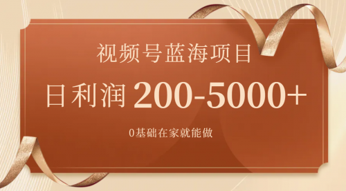 【副业项目7898期】视频号蓝海项目，0基础在家也能做，日入200-5000+【附266G资料】-天下副业