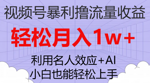 【副业项目7966期】视频号暴利撸流量收益，小白也能轻松上手，轻松月入1w+-天下副业