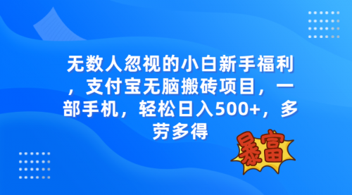 【副业项目8111期】无数人忽视的项目，支付宝无脑搬砖项目，一部手机即可操作，轻松日入500+-天下副业