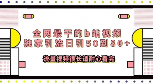 【副业项目8119期】全网最干的b站视频独家引流日引50到80+-天下副业