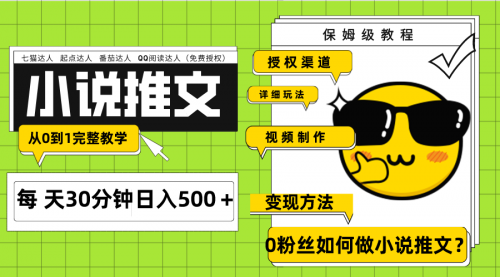 【副业项目8160期】Ai小说推文每天20分钟日入500＋授权渠道-天下副业
