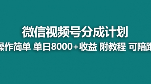 【副业项目8166期】视频号分成计划，单天收益8000+，附玩法教程！可陪跑-天下副业