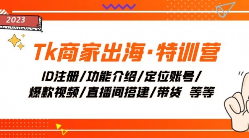 【副业项目8226期】Tk商家出海·特训营：ID注册/功能介绍/定位账号/爆款视频/直播间搭建/带货-天下副业