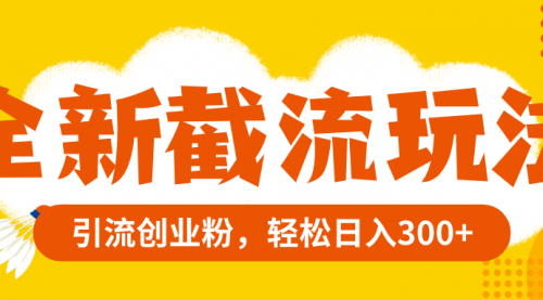 【副业项目8262期】全新截流玩法，精准引流创业粉，轻松日入300+-天下副业