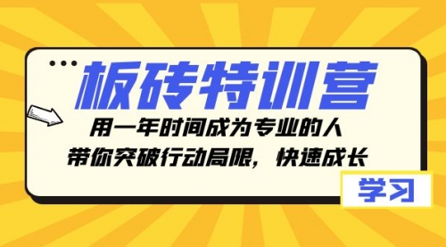 【副业项目8289期】板砖特训营，用一年时间成为专业的人，带你突破行动局限，快速成长-天下副业