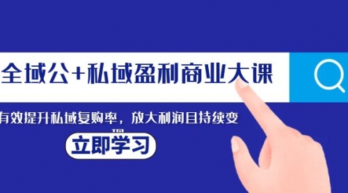 【副业项目8291期】全域公+私域盈利商业大课，有效提升私域复购率，放大利润且持续变现-天下副业