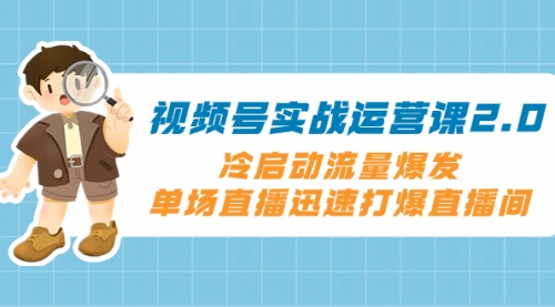 【副业项目8293期】视频号实战运营课2.0，冷启动流量爆发，单场直播迅速打爆直播间-天下副业