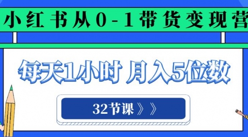 【副业项目8315期】小红书 0-1带货变现营，每天1小时，轻松月入5位数（32节课）-天下副业