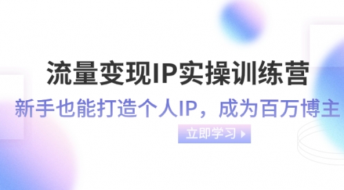 【副业项目8349期】流量变现-IP实操训练营：新手也能打造个人IP，成为百万博主-天下副业