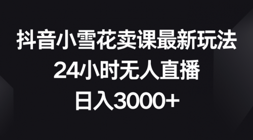 【副业项目8485期】抖音小雪花卖课最新玩法，24小时无人直播-天下副业