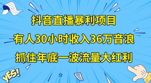 【副业项目8538期】抖音直播暴利项目，有人30小时收入36万音浪-天下副业