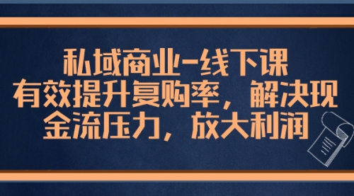 【副业项目8578期】私域商业-线下课，有效提升复购率，解决现金流压力，放大利润-天下副业