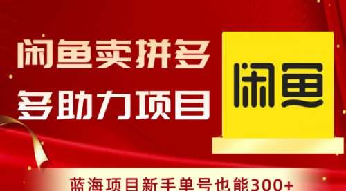 【副业项目8601期】闲鱼卖拼多多助力项目，蓝海项目新手单号也能300+-天下副业