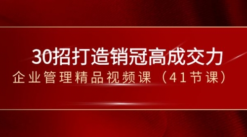 【副业项目8634期】30招-打造销冠高成交力-企业管理精品视频课-天下副业