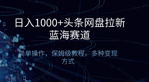 【副业8679期】日入1000+头条网盘拉新蓝海赛道，简单操作，保姆级教程，多种变现方式-天下副业
