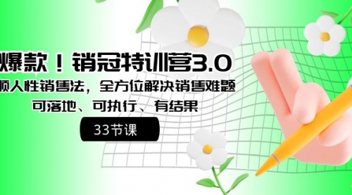 【副业8705期】销冠特训营3.0之顺人性销售法，全方位解决销售难题、可落地-天下副业
