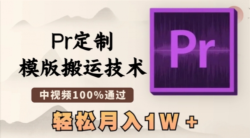 【副业8726期】最新Pr定制模版搬运技术，中视频100%通过-天下副业