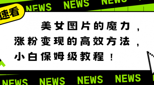 【副业8733期】美女图片的魔力，涨粉变现的高效方法，小白保姆级教程！-天下副业
