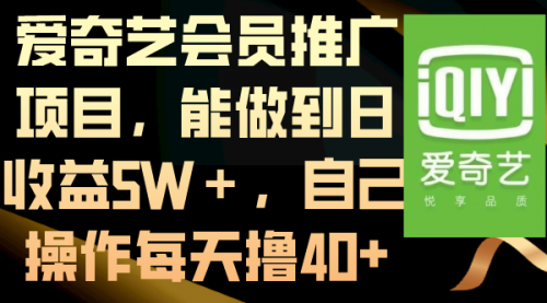 【副业8764期】爱奇艺会员推广项目，能做到日收益5W＋-天下副业