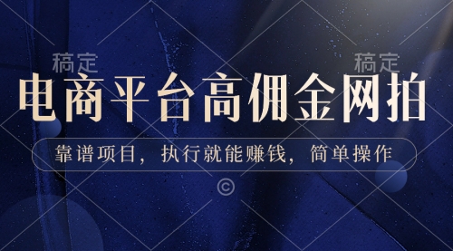 【副业8813期】电商平台高佣金网拍，靠谱项目，执行就能赚钱，简单操作-天下副业