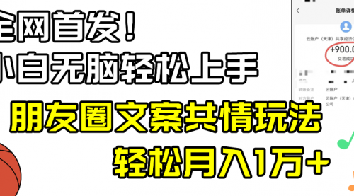 【副业8908期】小白轻松无脑上手，朋友圈共情文案玩法，月入1W+-天下副业
