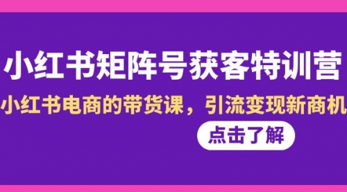 【副业8962期】小红书-矩阵号获客特训营-第10期，小红书电商的带货课，引流变现新商机-天下副业