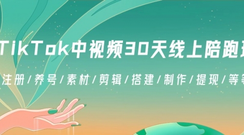 【副业8995期】TikTok中视频-30天线上陪跑班：注册/养号/素材/剪辑/搭建/制作/提现/等-天下副业