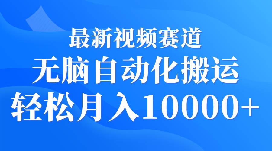 最新视频赛道 无脑自动化搬运 轻松月入10000+-天下副业