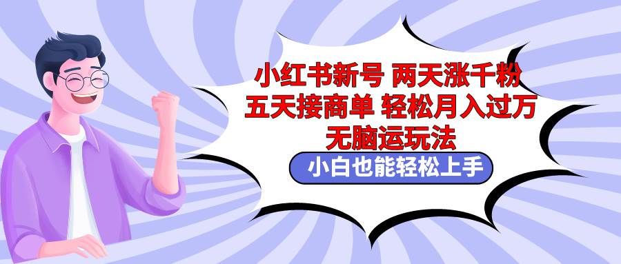 小红书新号两天涨千粉五天接商单轻松月入过万 无脑搬运玩法 小白也能轻…-天下副业