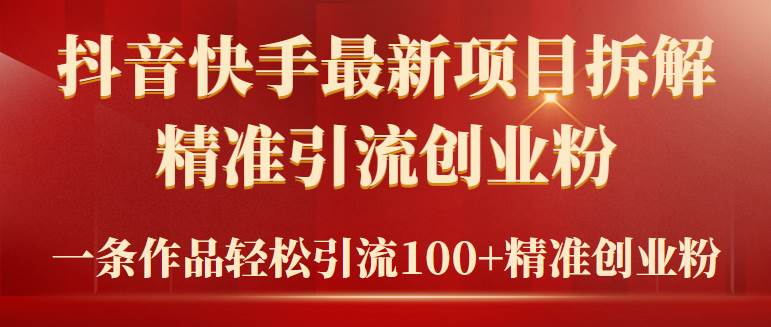 2024年抖音快手最新项目拆解视频引流创业粉，一天轻松引流精准创业粉100+-天下副业