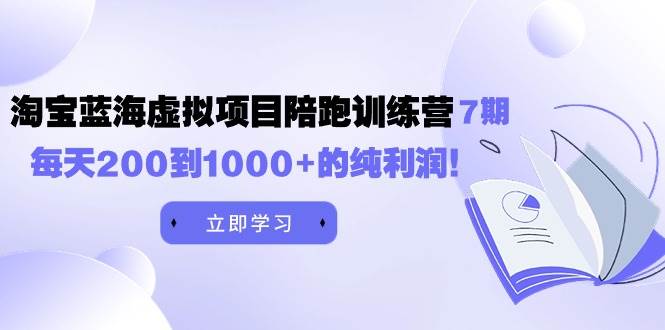 黄岛主《淘宝蓝海虚拟项目陪跑训练营7期》每天200到1000+的纯利润-天下副业