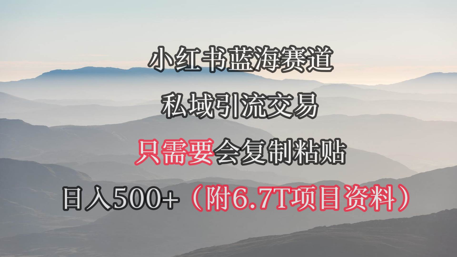 小红书短剧赛道，私域引流交易，会复制粘贴，日入500+（附6.7T短剧资源）-天下副业