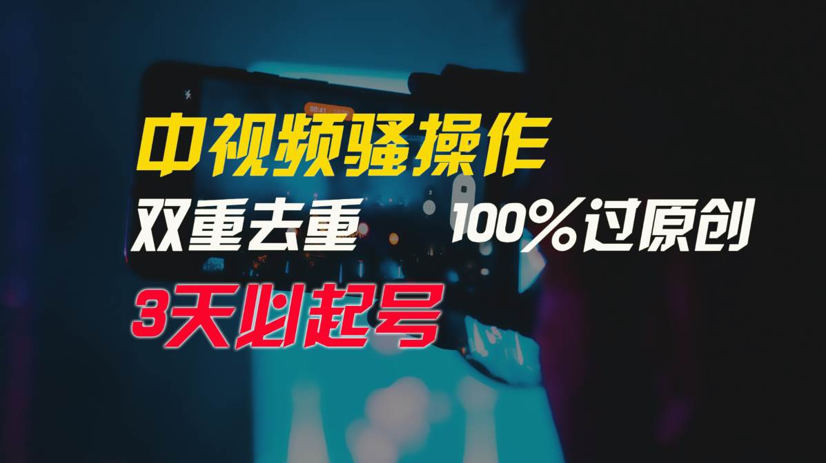 中视频骚操作，双重去重100%过原创，3天比必起号，简单无脑，月入3W+-天下副业