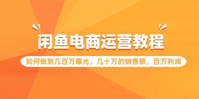 闲鱼电商运营教程：如何做到几百万曝光，几十万的销售额，百万利润-天下副业