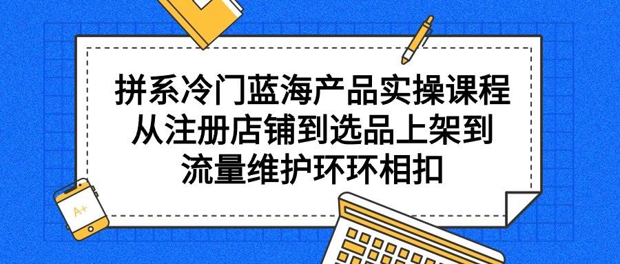 拼系冷门蓝海产品实操课程，从注册店铺到选品上架到流量维护环环相扣-天下副业