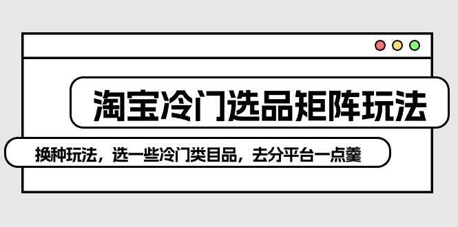 淘宝冷门选品矩阵玩法：换种玩法，选一些冷门类目品，去分平台一点羹-天下副业