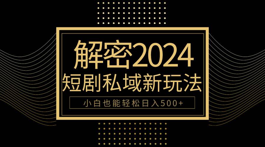 10分钟教会你2024玩转短剧私域变现，小白也能轻松日入500+-天下副业