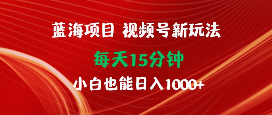 蓝海项目视频号新玩法 每天15分钟 小白也能日入1000+-天下副业