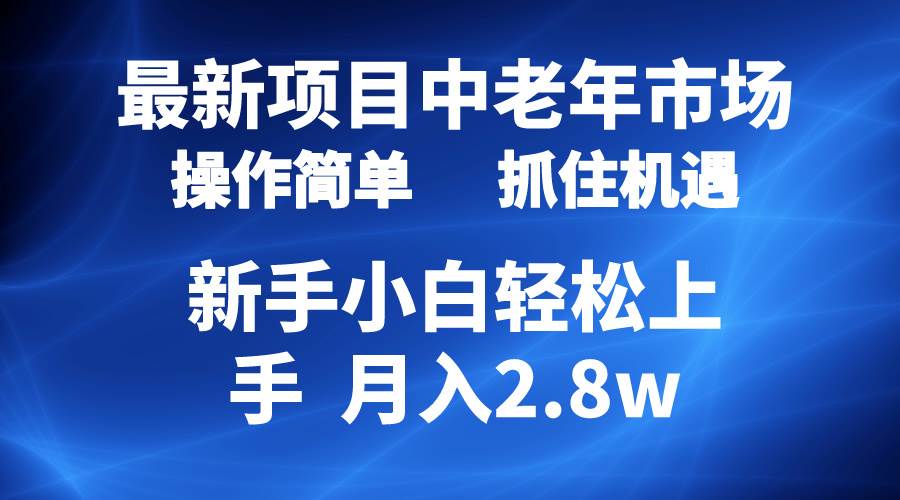 2024最新项目，中老年市场，起号简单，7条作品涨粉4000+，单月变现2.8w-天下副业