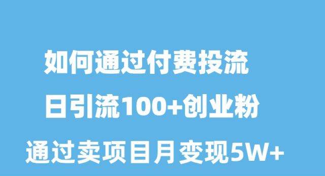 如何通过付费投流日引流100+创业粉月变现5W+-天下副业