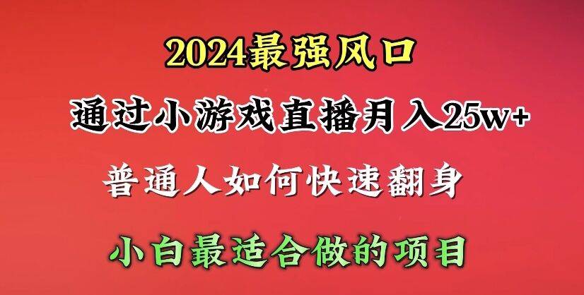 2024年最强风口，通过小游戏直播月入25w+单日收益5000+小白最适合做的项目-天下副业