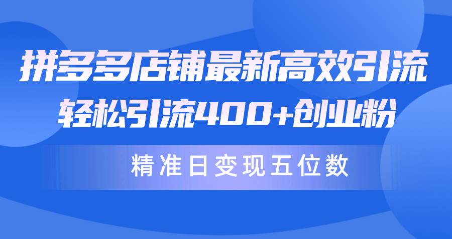 拼多多店铺最新高效引流术，轻松引流400+创业粉，精准日变现五位数！-天下副业